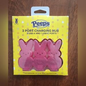 Peeps 3 Port Charging Hub Pink Glitter